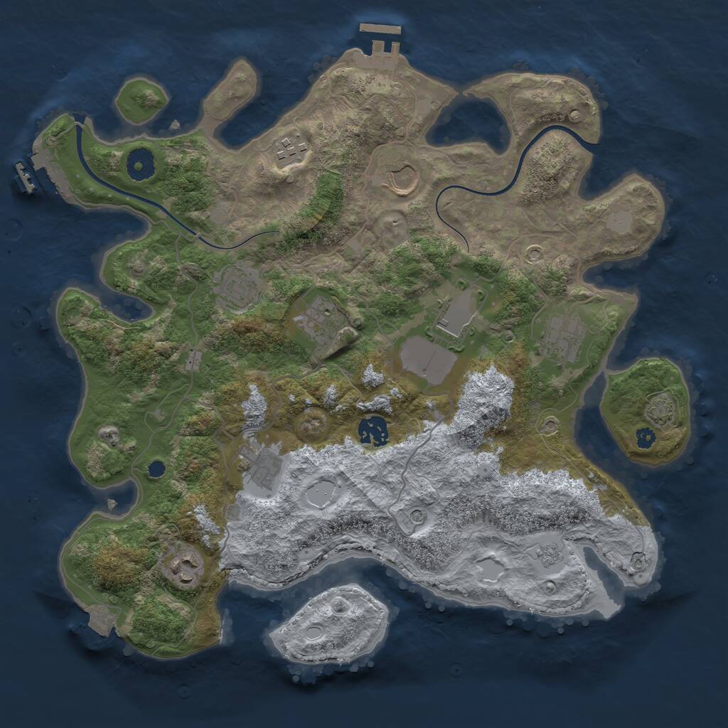 Rust Map: Procedural Map, Size: 3550, Seed: 910053, 15 Monuments