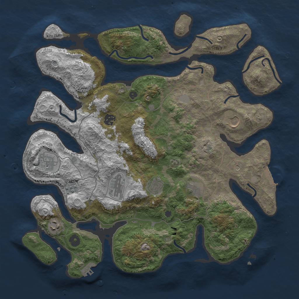 Rust Map: Procedural Map, Size: 4000, Seed: 25122021, 16 Monuments