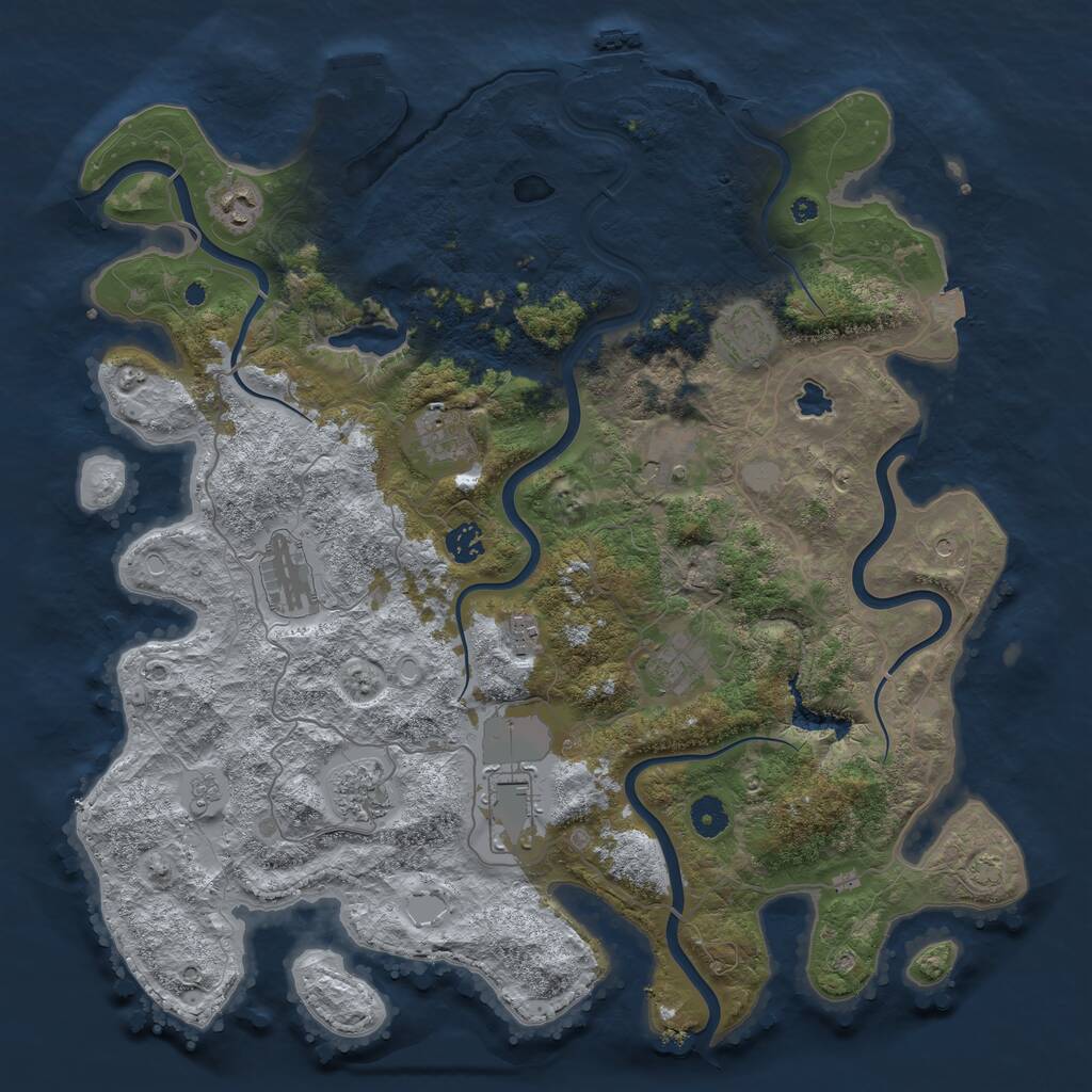 Rust Map: Procedural Map, Size: 4200, Seed: 710, 16 Monuments