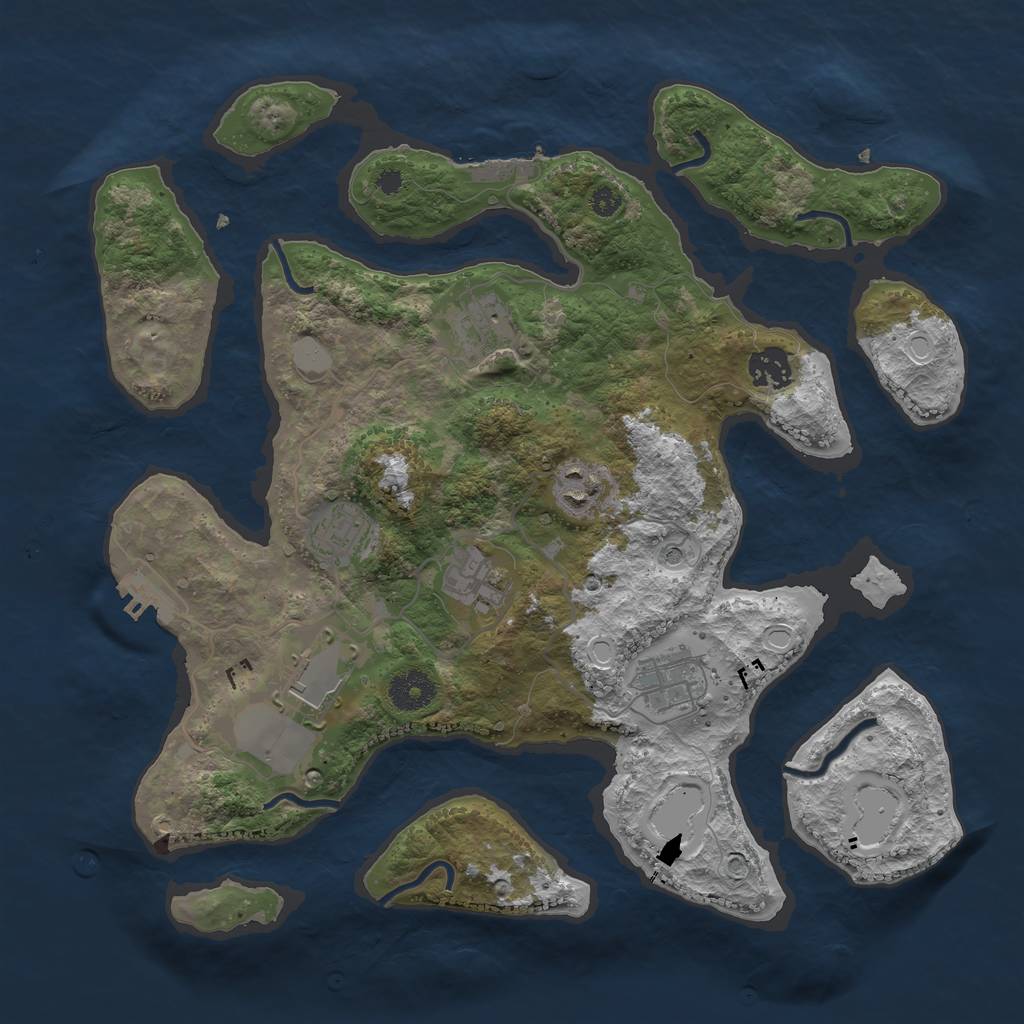Rust Map: Procedural Map, Size: 3550, Seed: 833250, 15 Monuments