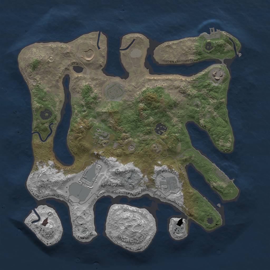 Rust Map: Procedural Map, Size: 3500, Seed: 10955, 16 Monuments