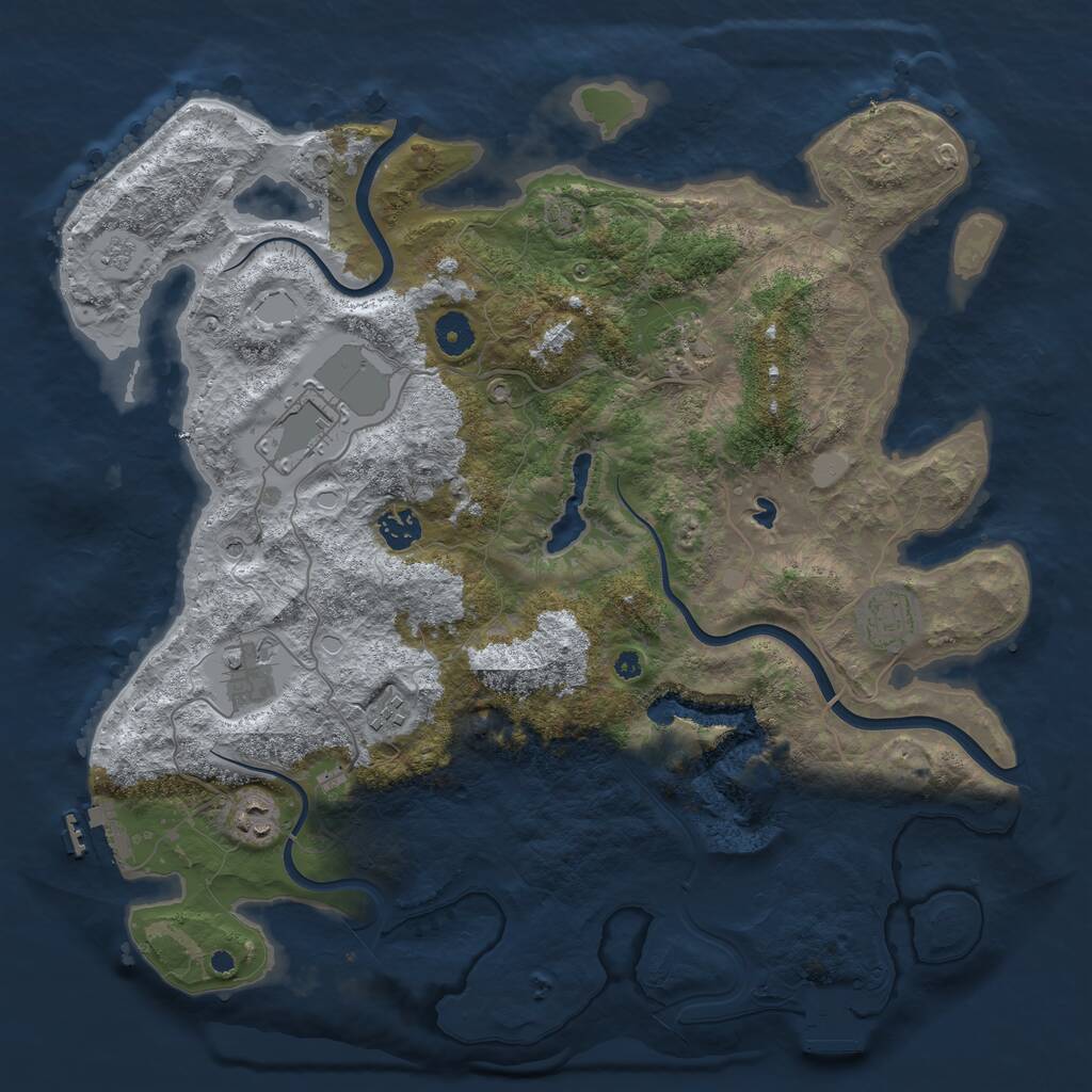 Rust Map: Procedural Map, Size: 4000, Seed: 54925300, 13 Monuments