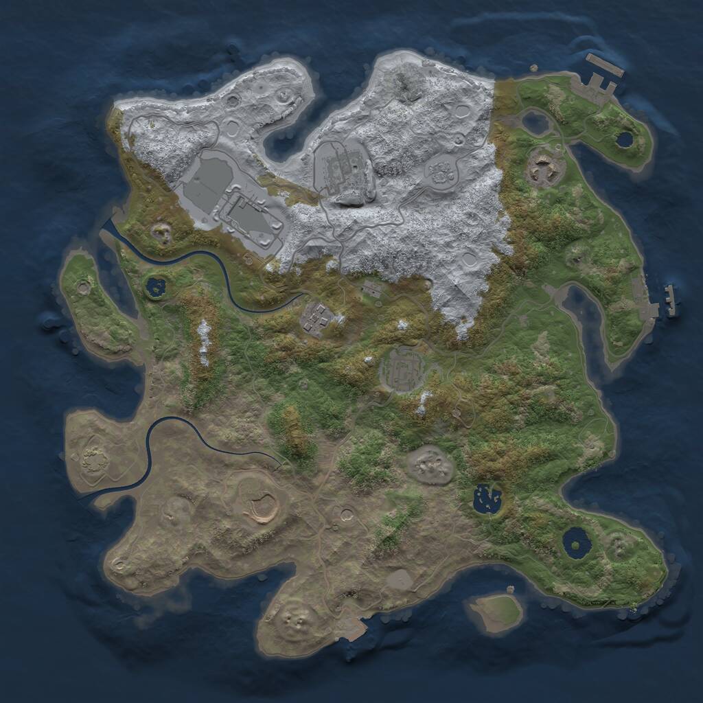 Rust Map: Procedural Map, Size: 3550, Seed: 654870, 13 Monuments