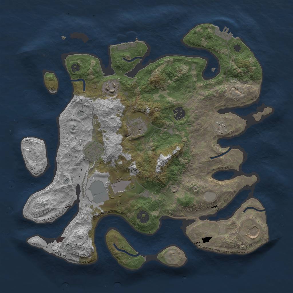 Rust Map: Procedural Map, Size: 3500, Seed: 9207650, 15 Monuments