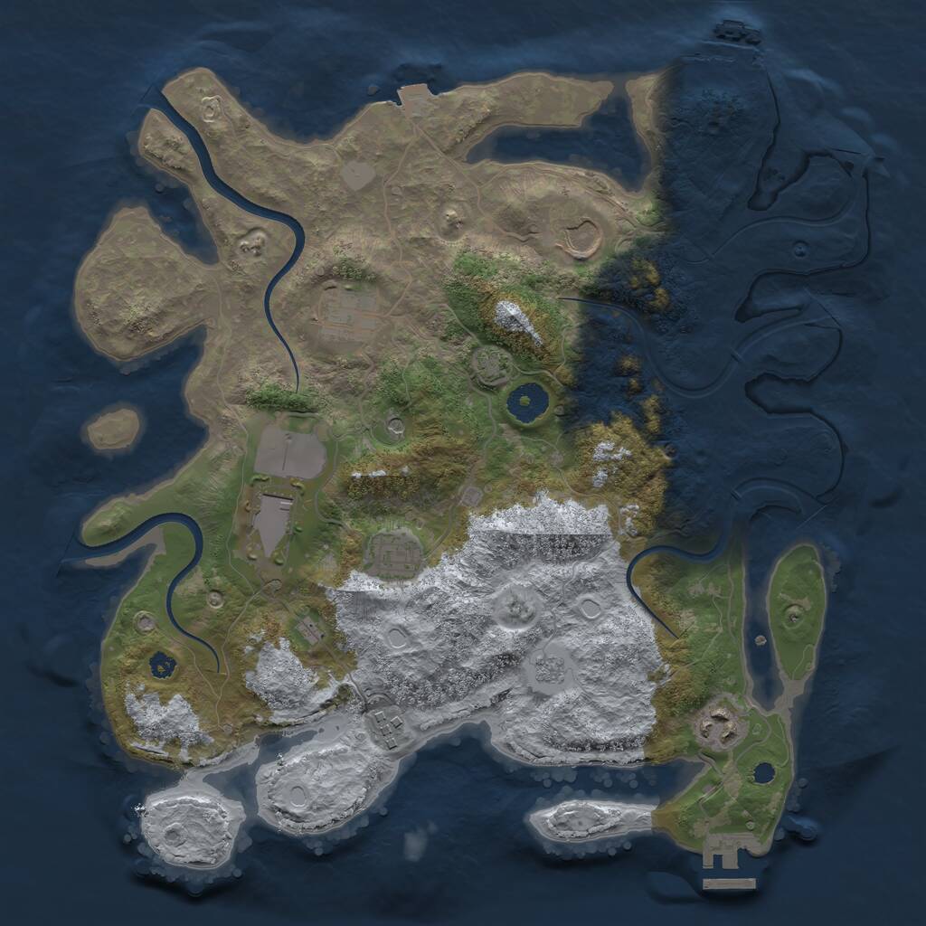 Rust Map: Procedural Map, Size: 3550, Seed: 104568, 12 Monuments