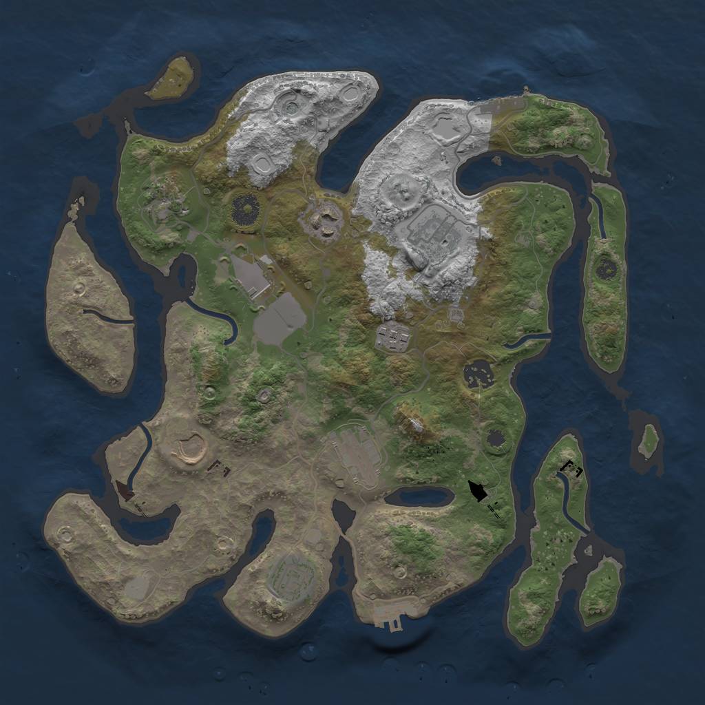 Rust Map: Procedural Map, Size: 3500, Seed: 263, 17 Monuments