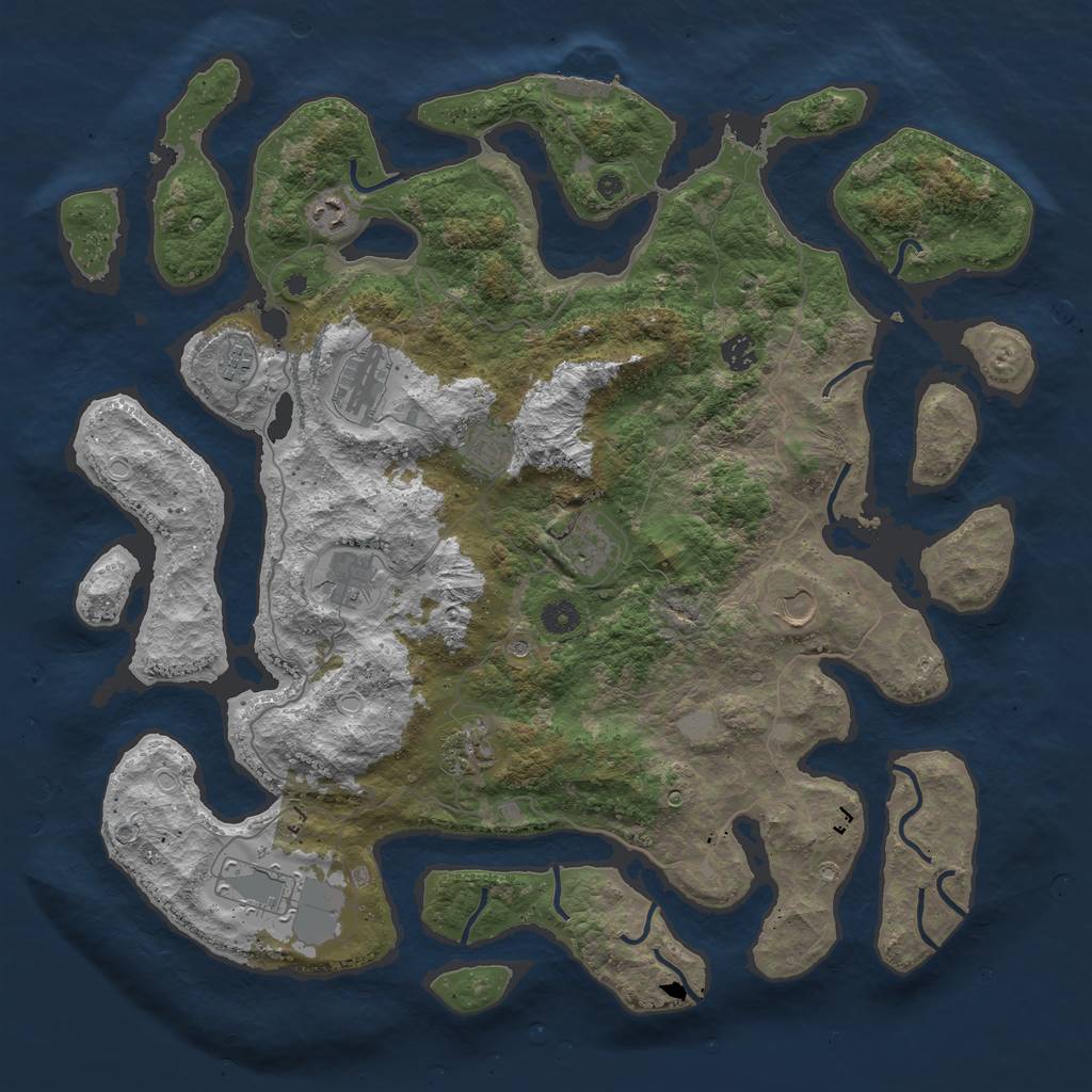 Rust Map: Procedural Map, Size: 4500, Seed: 1663234, 17 Monuments