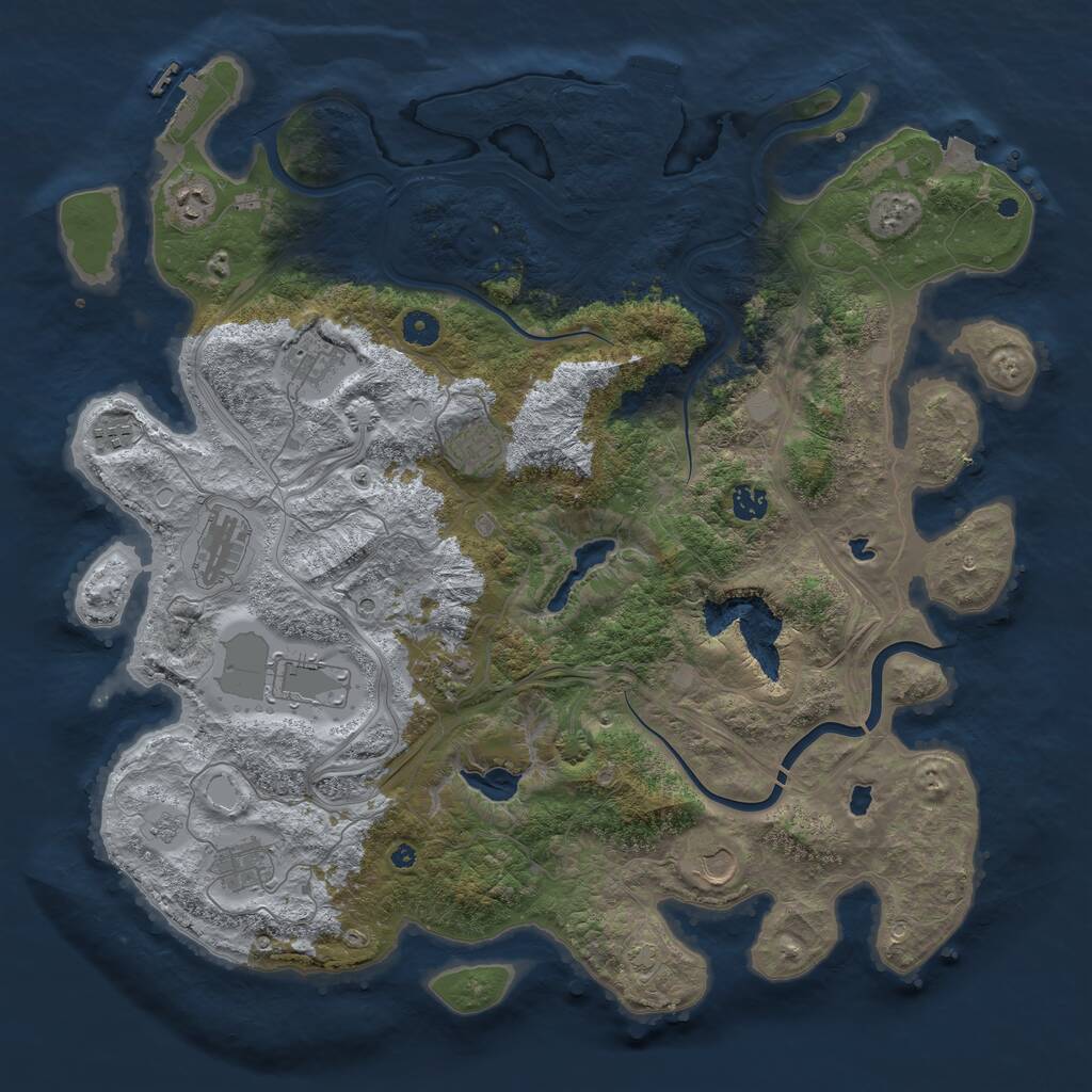 Rust Map: Procedural Map, Size: 4500, Seed: 1663234, 16 Monuments