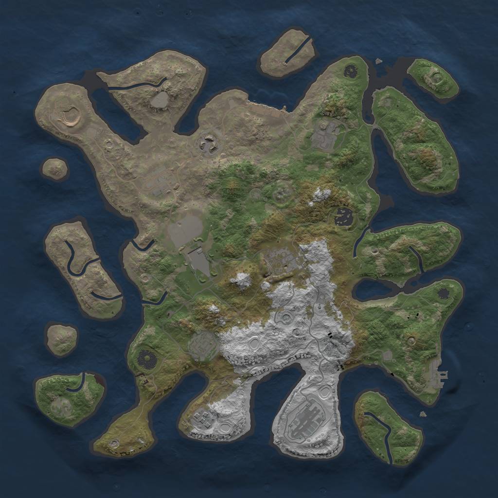 Rust Map: Procedural Map, Size: 3850, Seed: 670180000, 18 Monuments