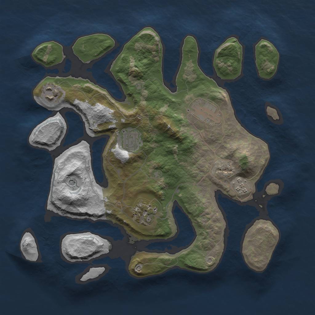 Rust Map: Barren, Size: 3000, Seed: 1206452823, 8 Monuments