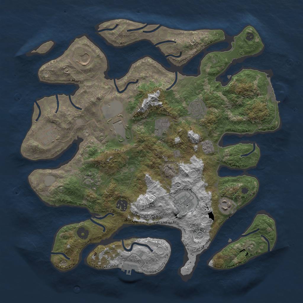 Rust Map: Procedural Map, Size: 3850, Seed: 3232184, 18 Monuments