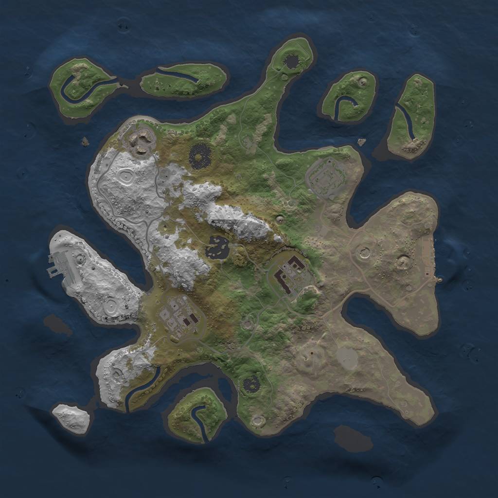 Rust Map: Procedural Map, Size: 3000, Seed: 908172955, 13 Monuments