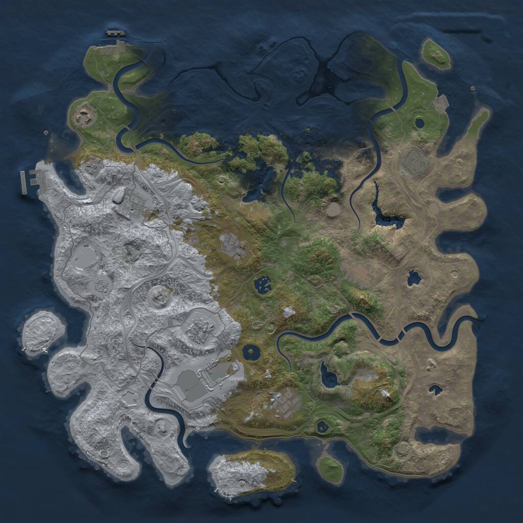 Rust Map: Procedural Map, Size: 4500, Seed: 62611, 16 Monuments