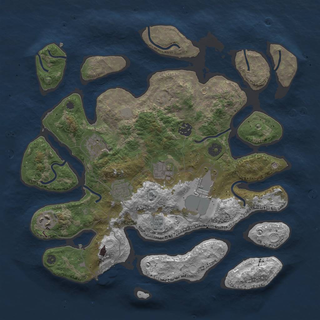 Rust Map: Procedural Map, Size: 3550, Seed: 704511, 13 Monuments