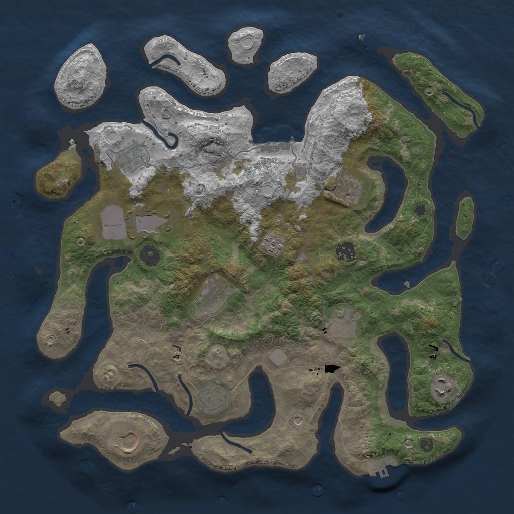 Rust Map: Procedural Map, Size: 3850, Seed: 347785700, 18 Monuments