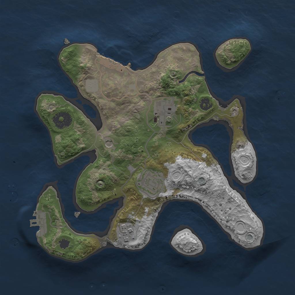 Rust Map: Procedural Map, Size: 2500, Seed: 395552426, 11 Monuments