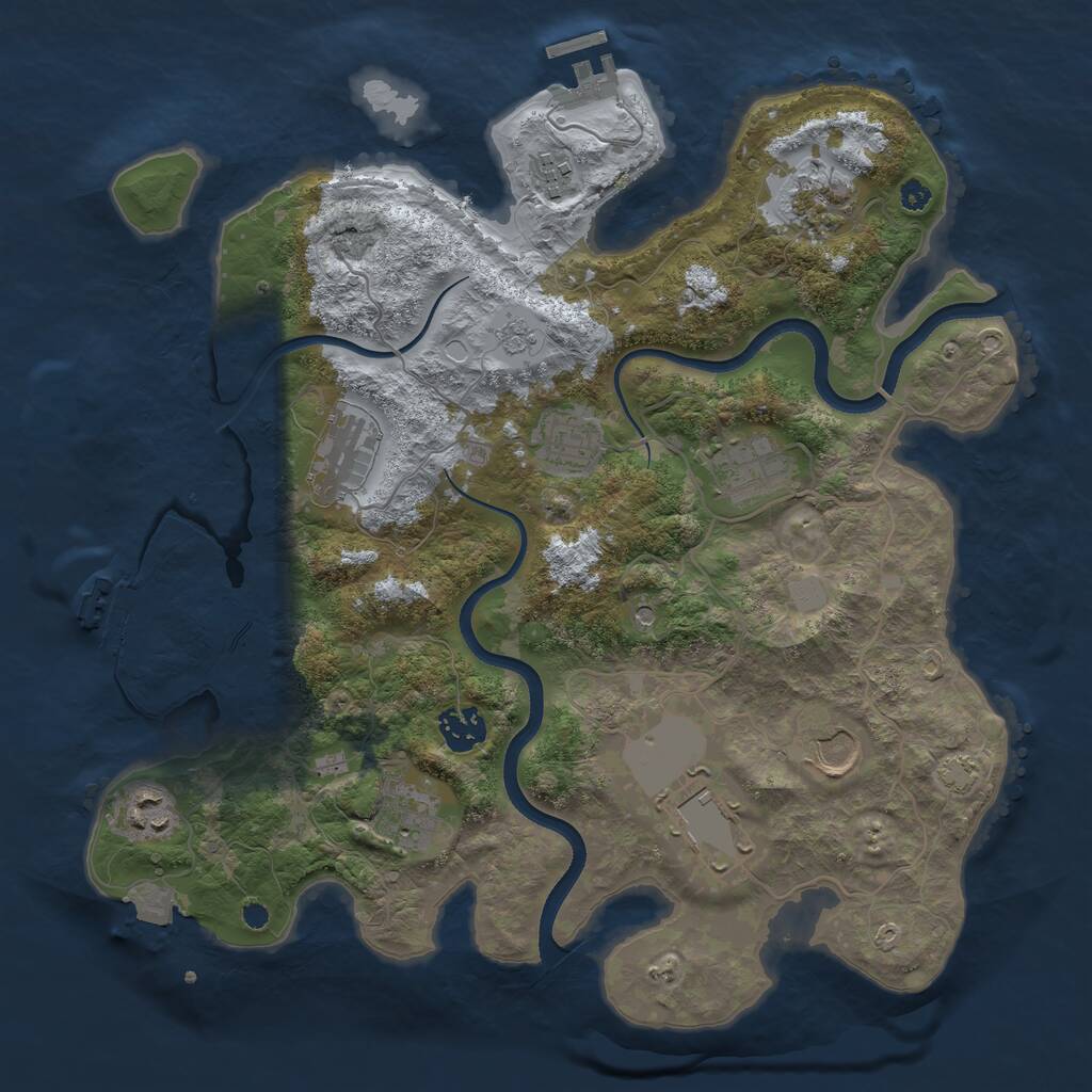 Rust Map: Procedural Map, Size: 3550, Seed: 409435, 16 Monuments