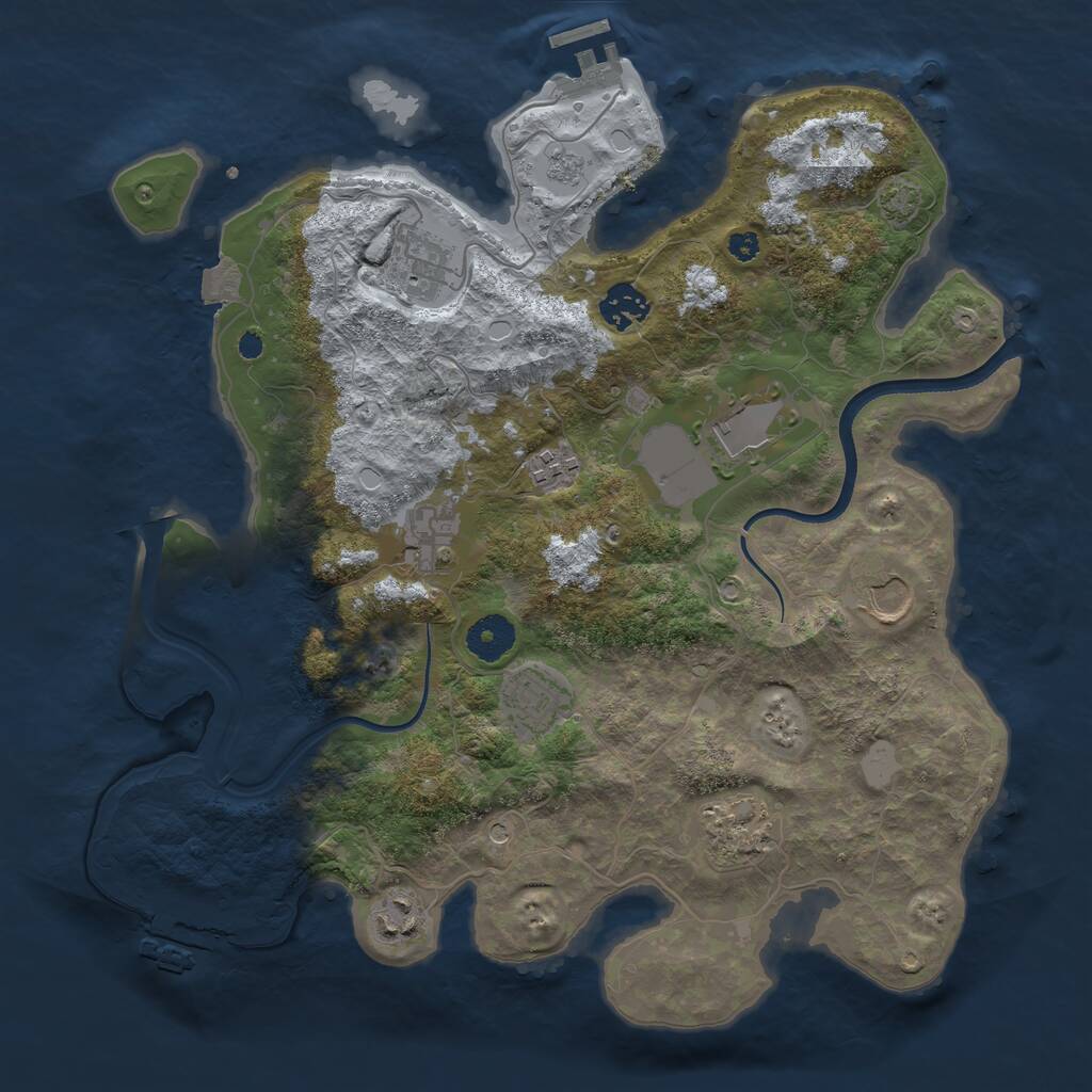Rust Map: Procedural Map, Size: 3550, Seed: 409435, 15 Monuments