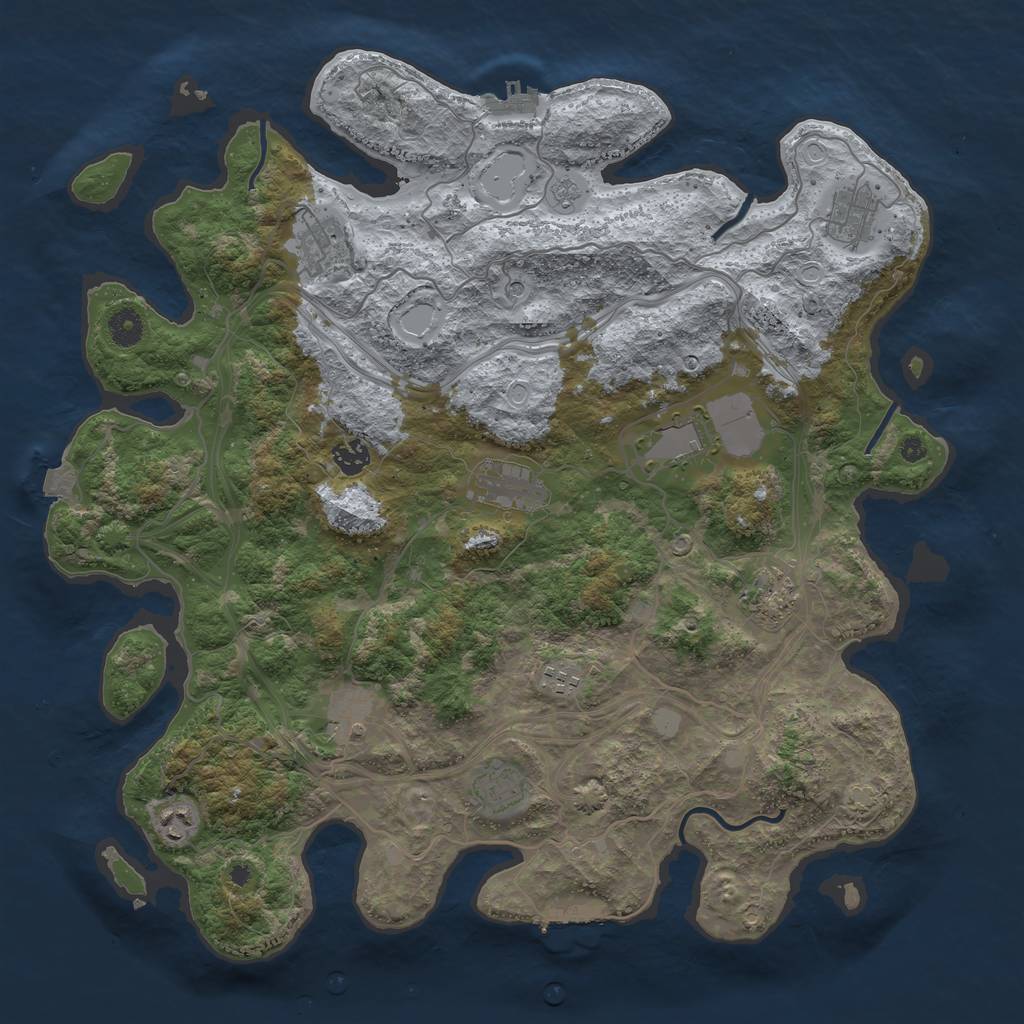 Rust Map: Procedural Map, Size: 4250, Seed: 1, 18 Monuments