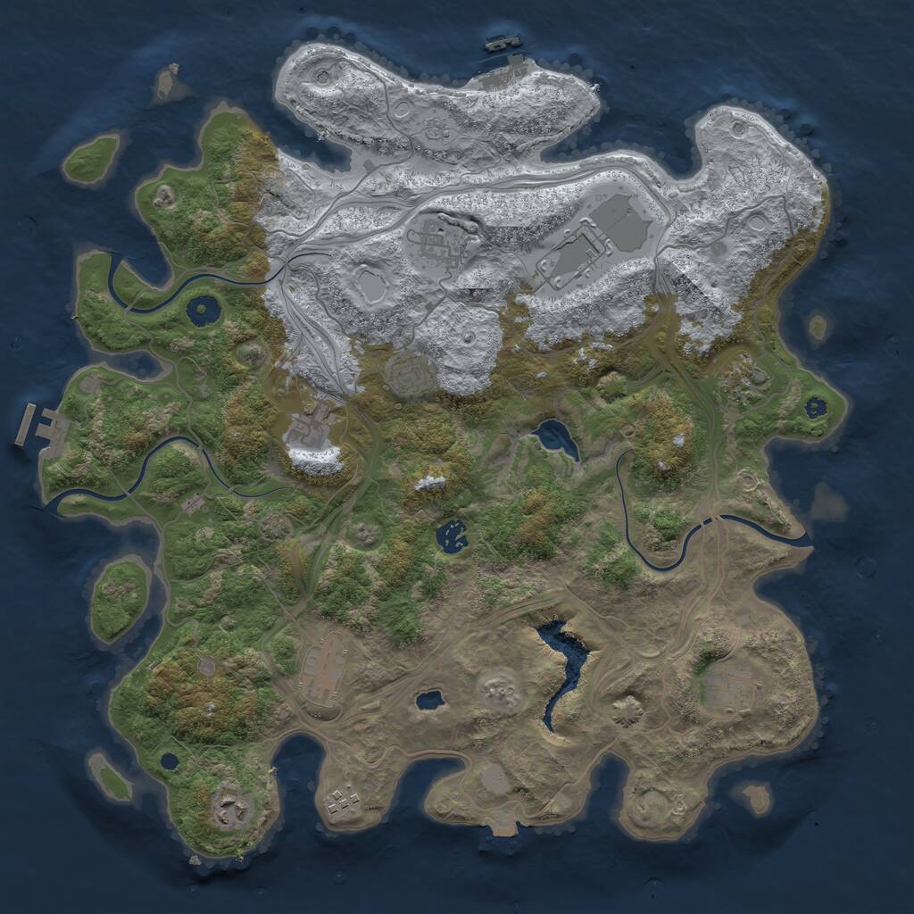 Rust Map: Procedural Map, Size: 4250, Seed: 1, 16 Monuments