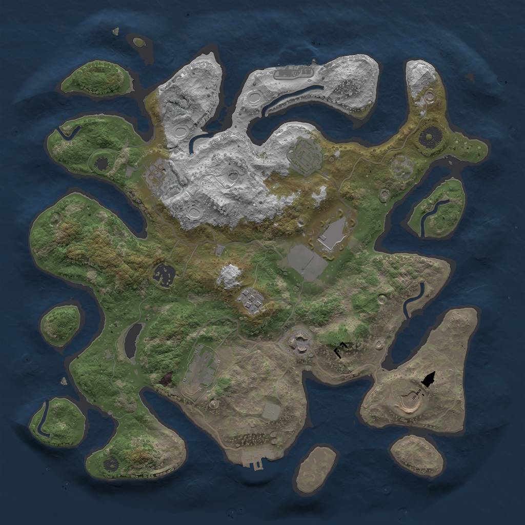 Rust Map: Procedural Map, Size: 3550, Seed: 732782, 16 Monuments