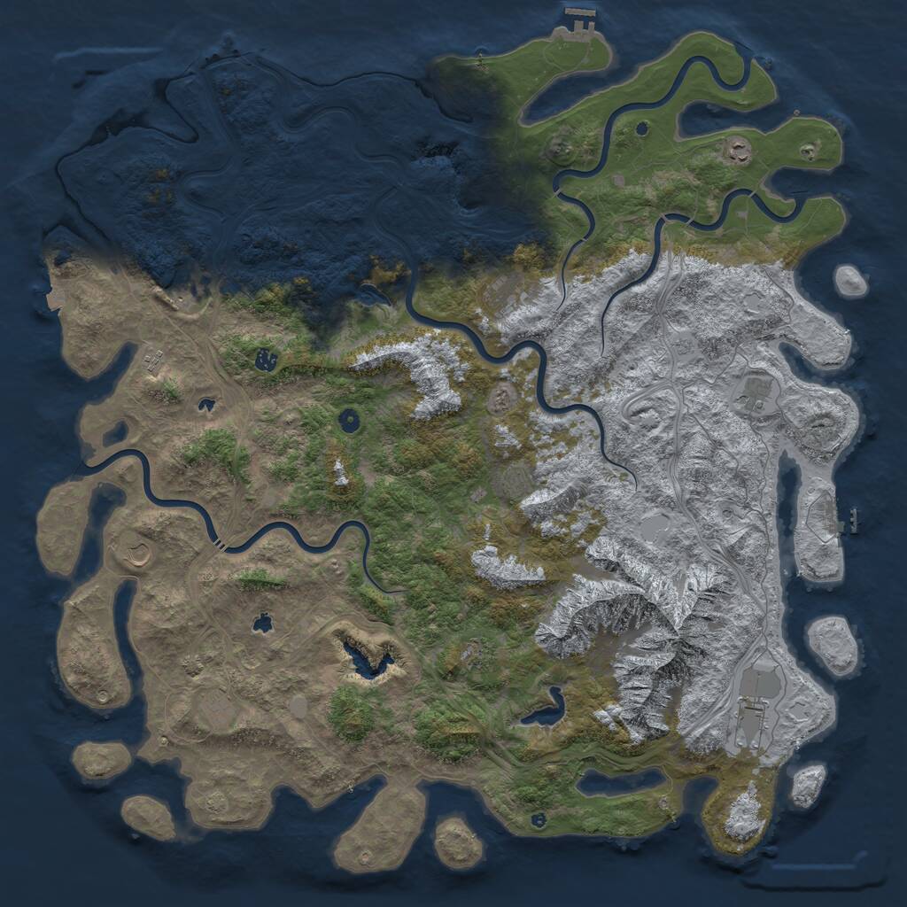 Rust Map: Procedural Map, Size: 6000, Seed: 2456567, 17 Monuments
