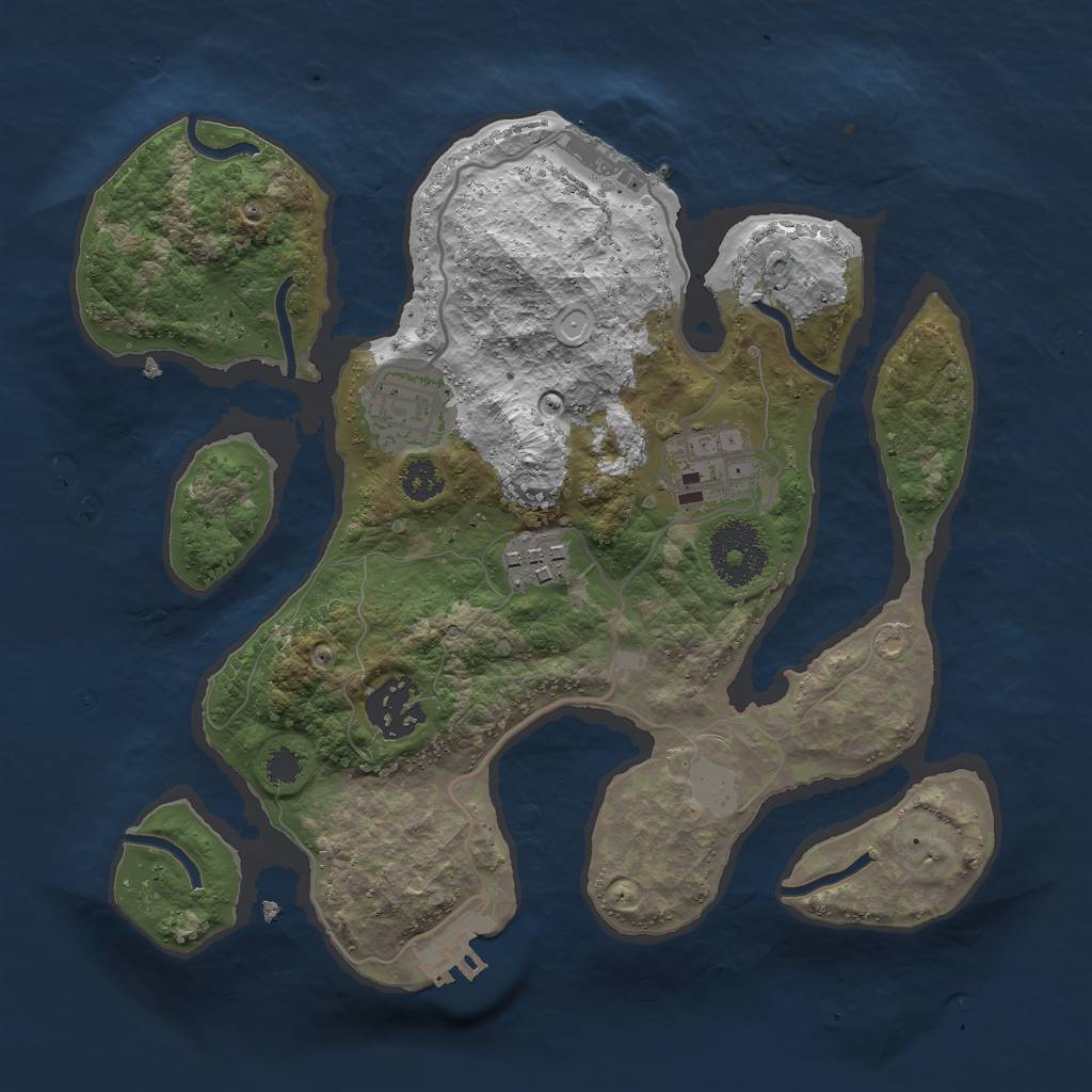 Rust Map: Procedural Map, Size: 2750, Seed: 1, 11 Monuments