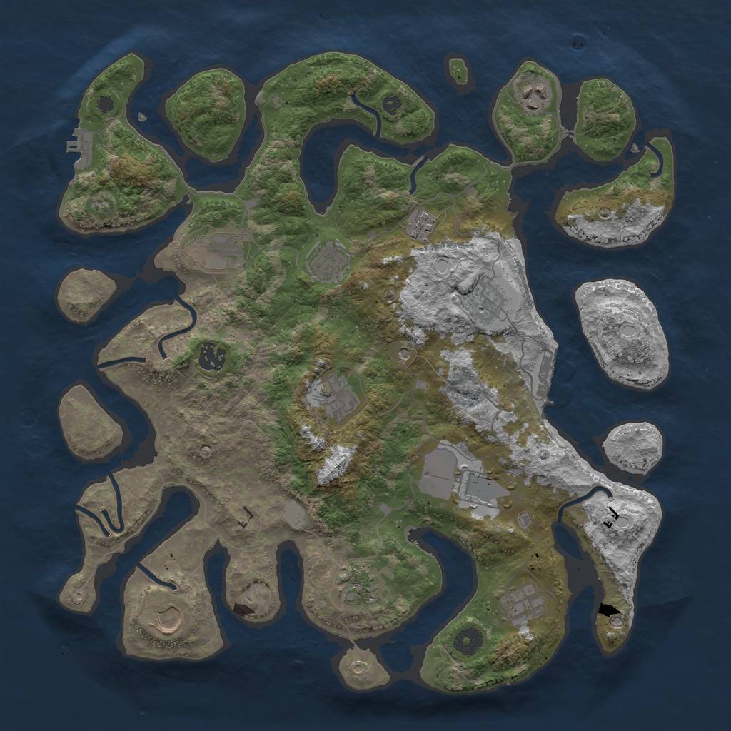 Rust Map: Procedural Map, Size: 3950, Seed: 1616308658, 19 Monuments