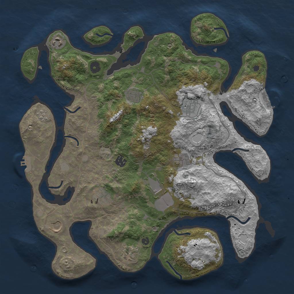 Rust Map: Procedural Map, Size: 4000, Seed: 202714, 18 Monuments