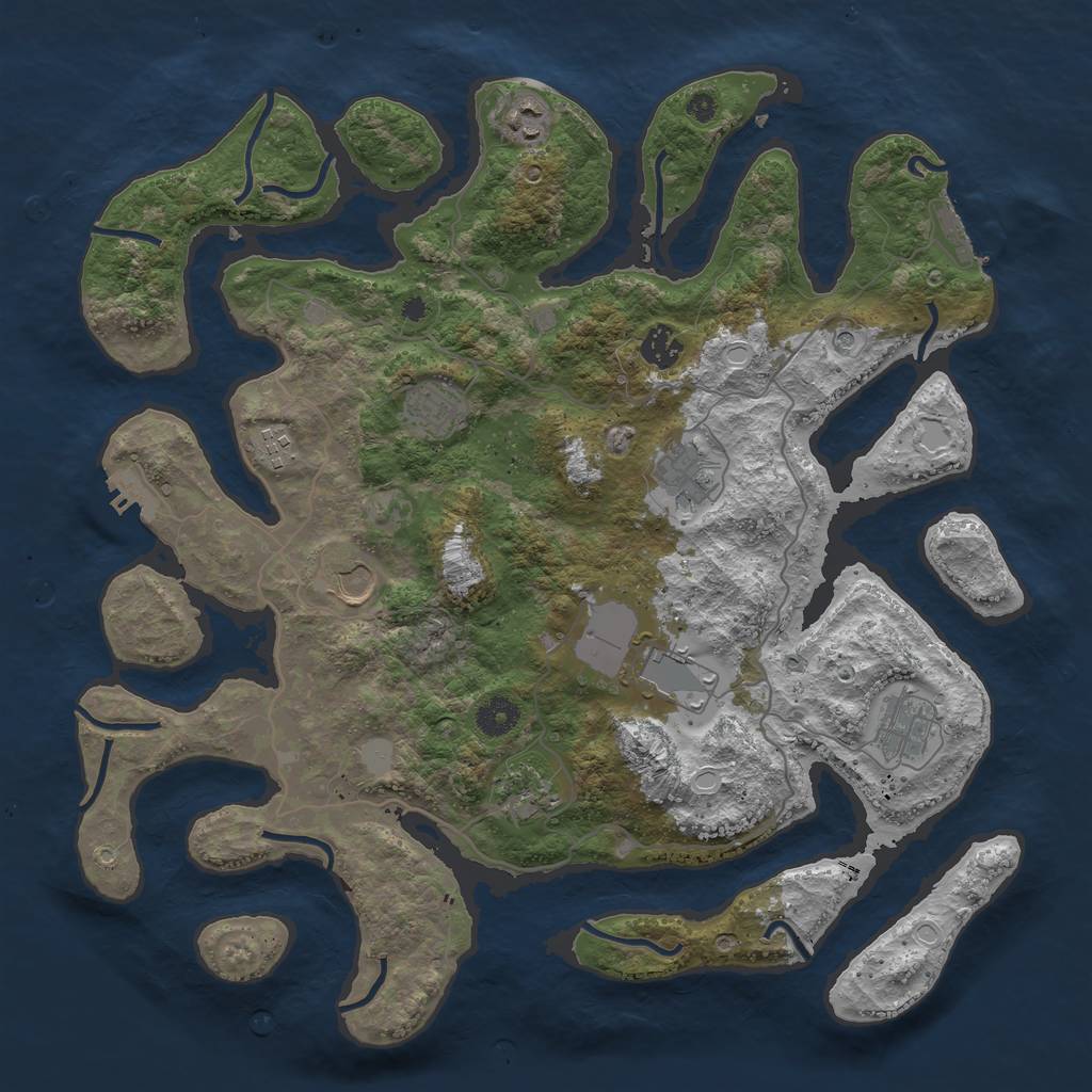 Rust Map: Procedural Map, Size: 4000, Seed: 11658, 17 Monuments