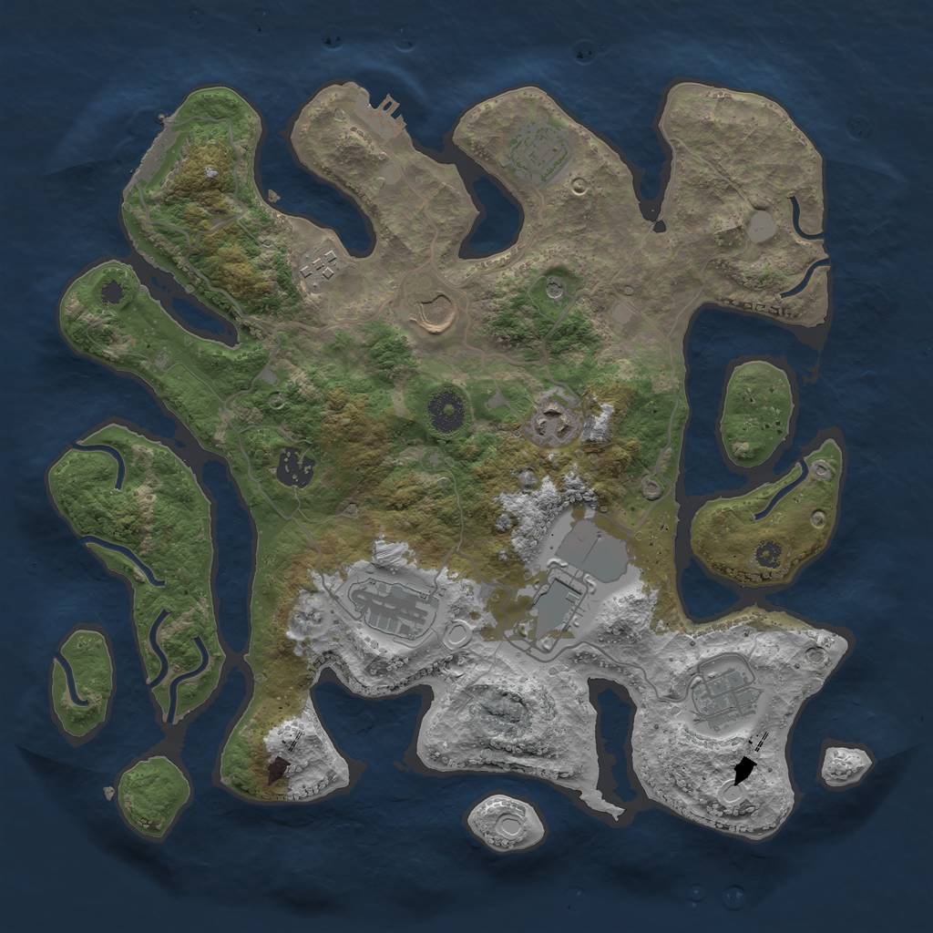 Rust Map: Procedural Map, Size: 3600, Seed: 28620495, 16 Monuments