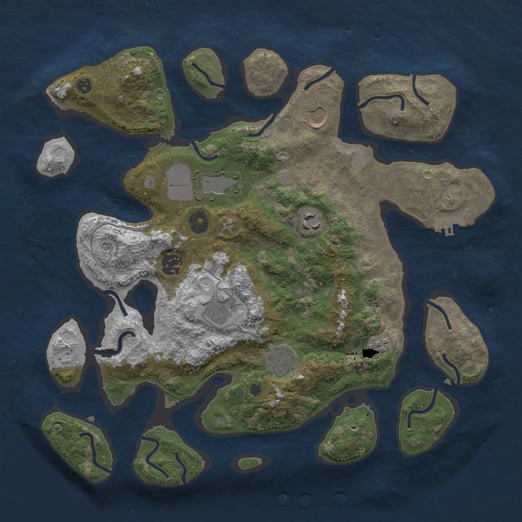 Rust Map: Procedural Map, Size: 3700, Seed: 1715142974, 14 Monuments