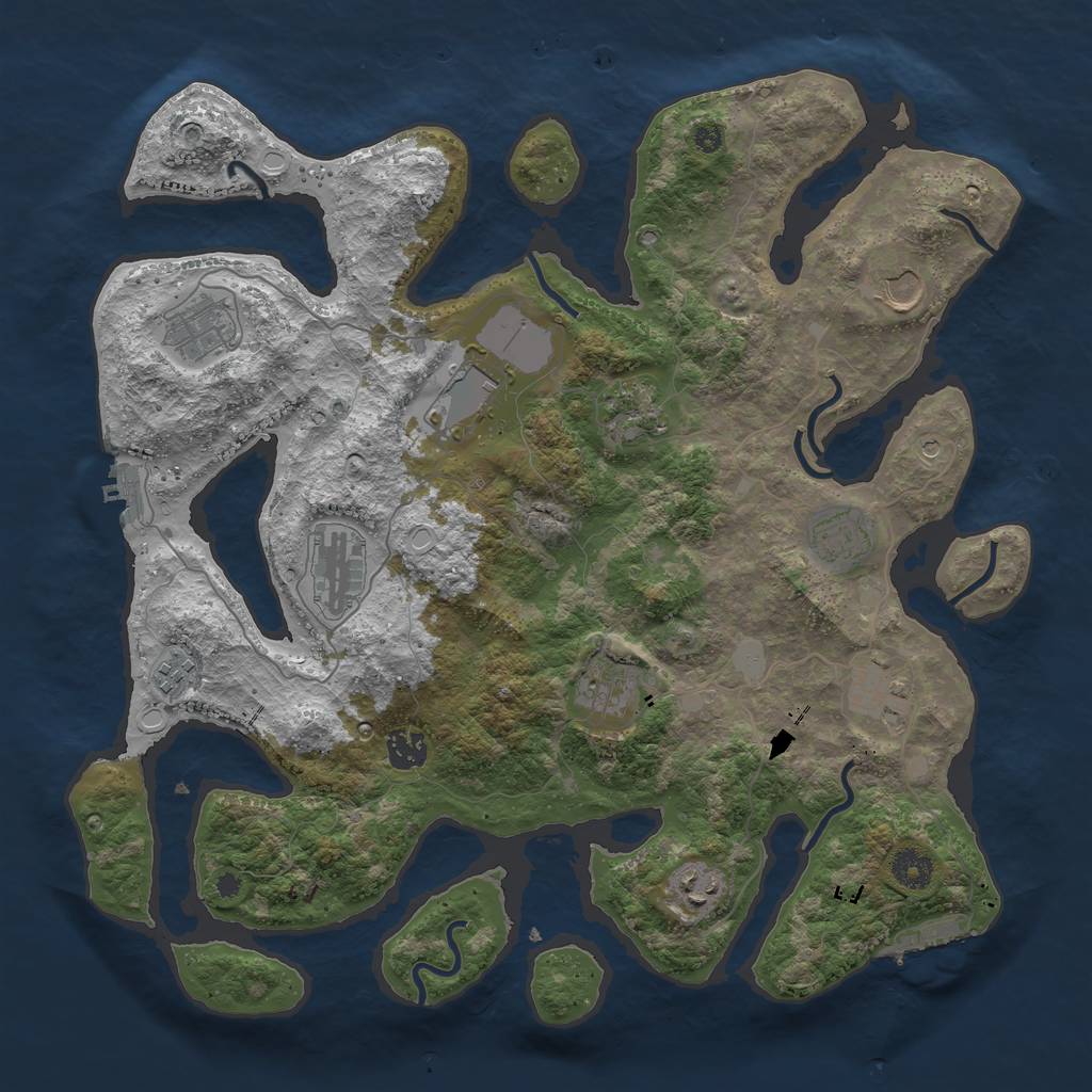 Rust Map: Procedural Map, Size: 3950, Seed: 1975803624, 19 Monuments