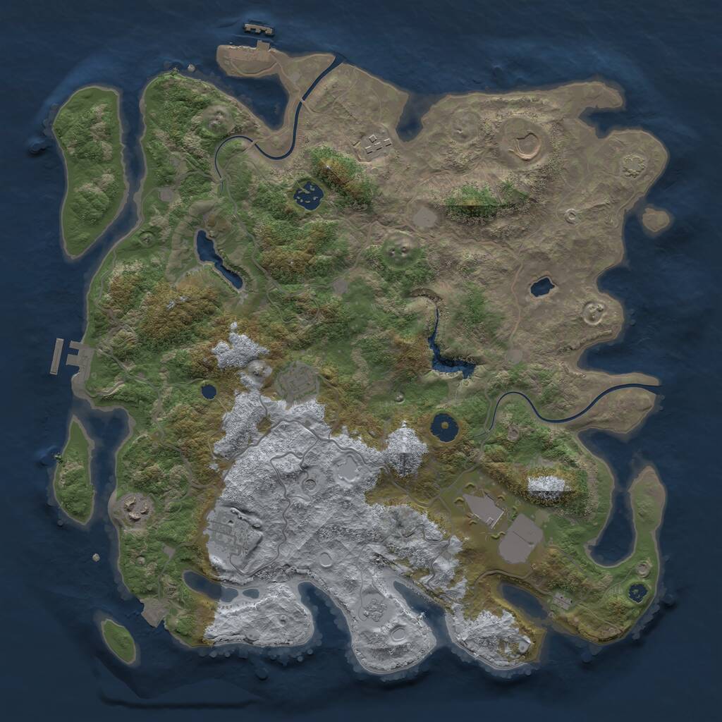 Rust Map: Procedural Map, Size: 4000, Seed: 123450, 13 Monuments
