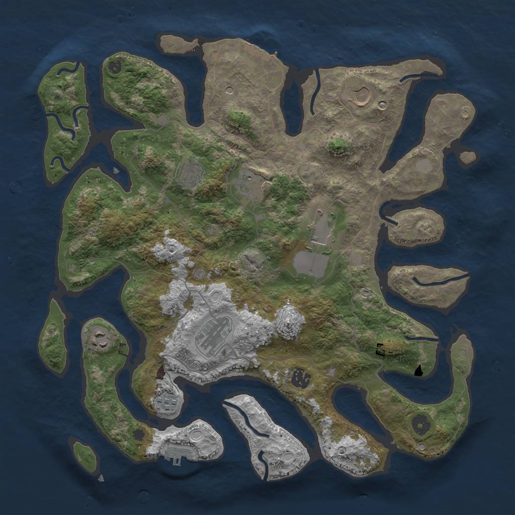 Rust Map: Procedural Map, Size: 4000, Seed: 123450, 16 Monuments