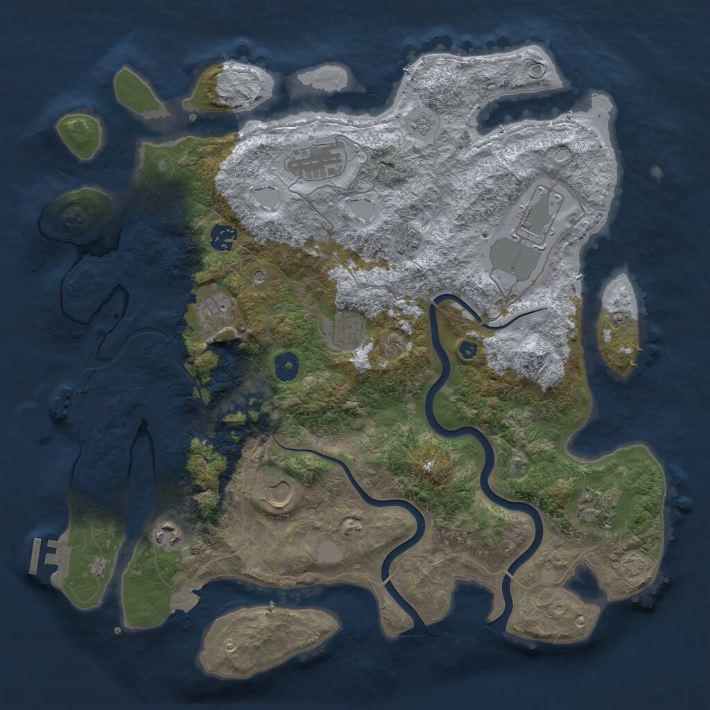 Rust Map: Procedural Map, Size: 3950, Seed: 733236329, 15 Monuments