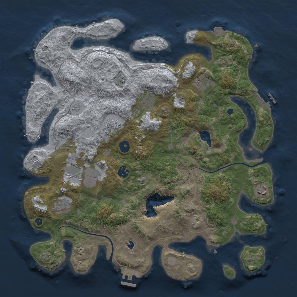 Rust Map: Procedural Map, Size: 4000, Seed: 66292, 14 Monuments
