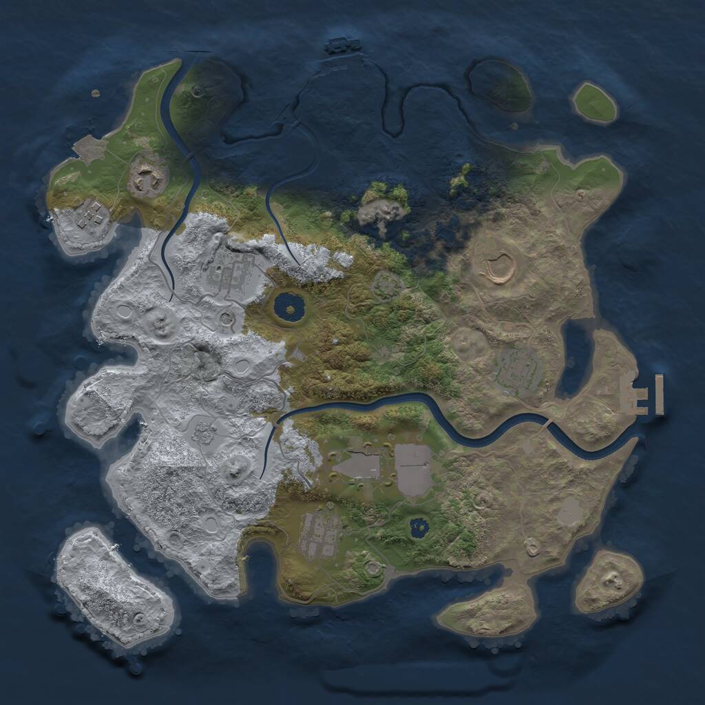 Rust Map: Procedural Map, Size: 3500, Seed: 1393, 13 Monuments