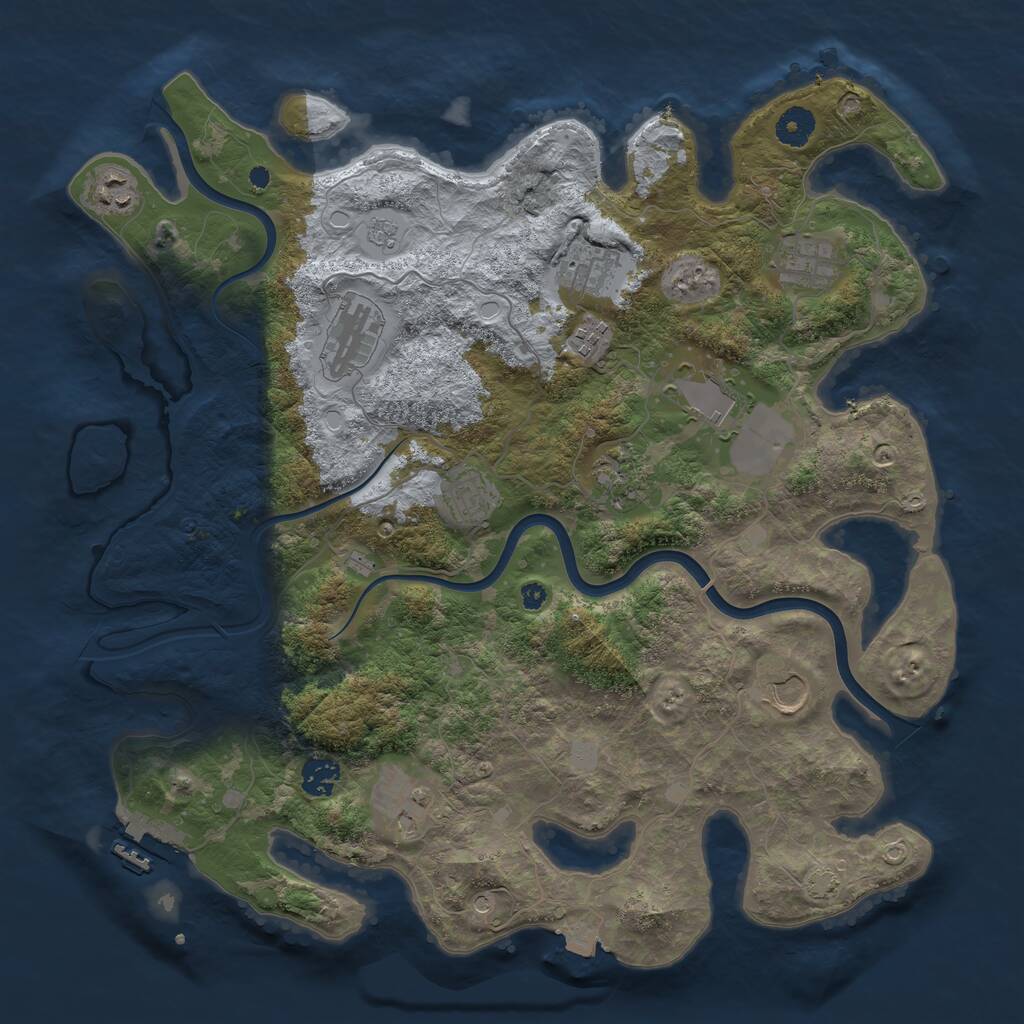 Rust Map: Procedural Map, Size: 3950, Seed: 1166536595, 16 Monuments