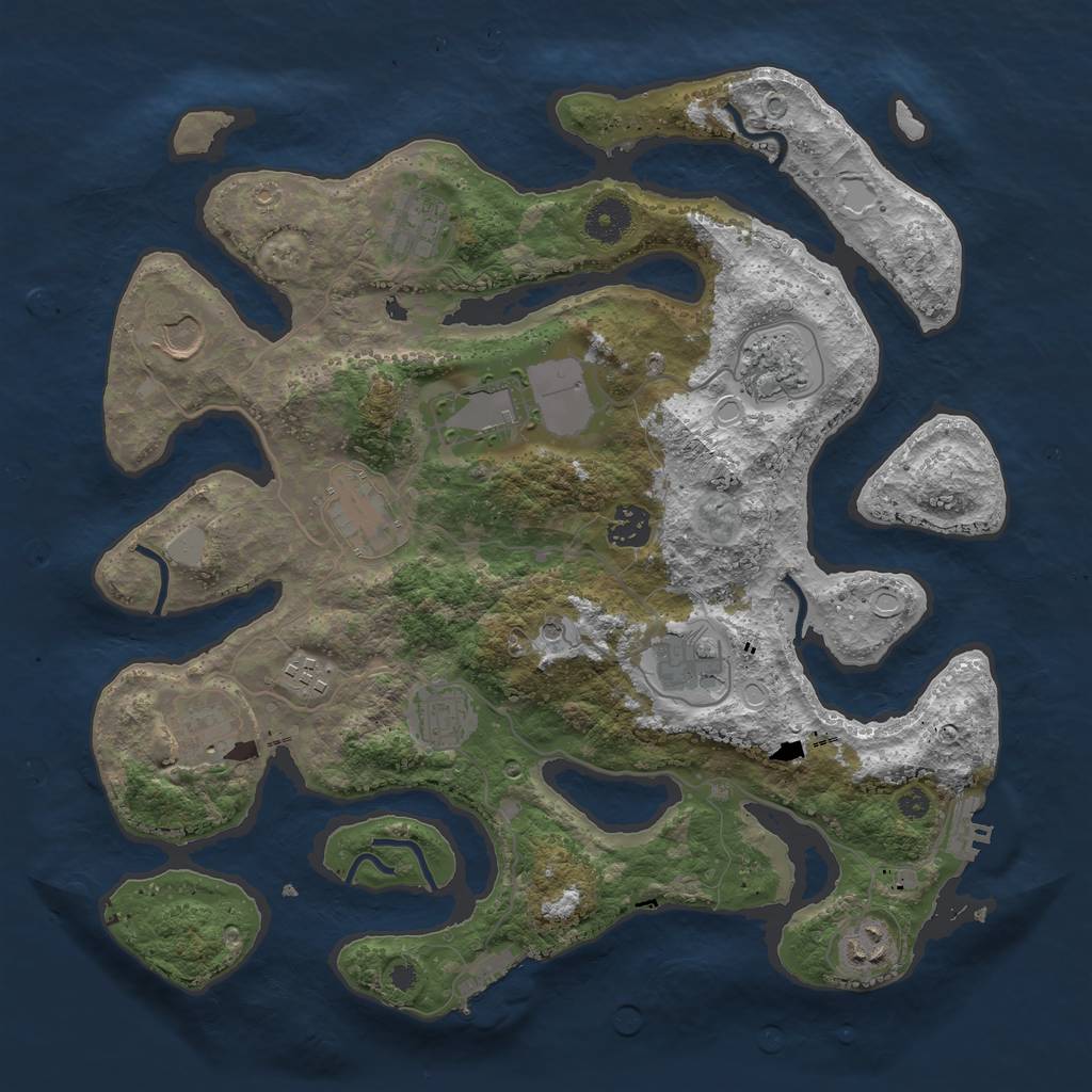Rust Map: Procedural Map, Size: 3700, Seed: 974960194, 19 Monuments
