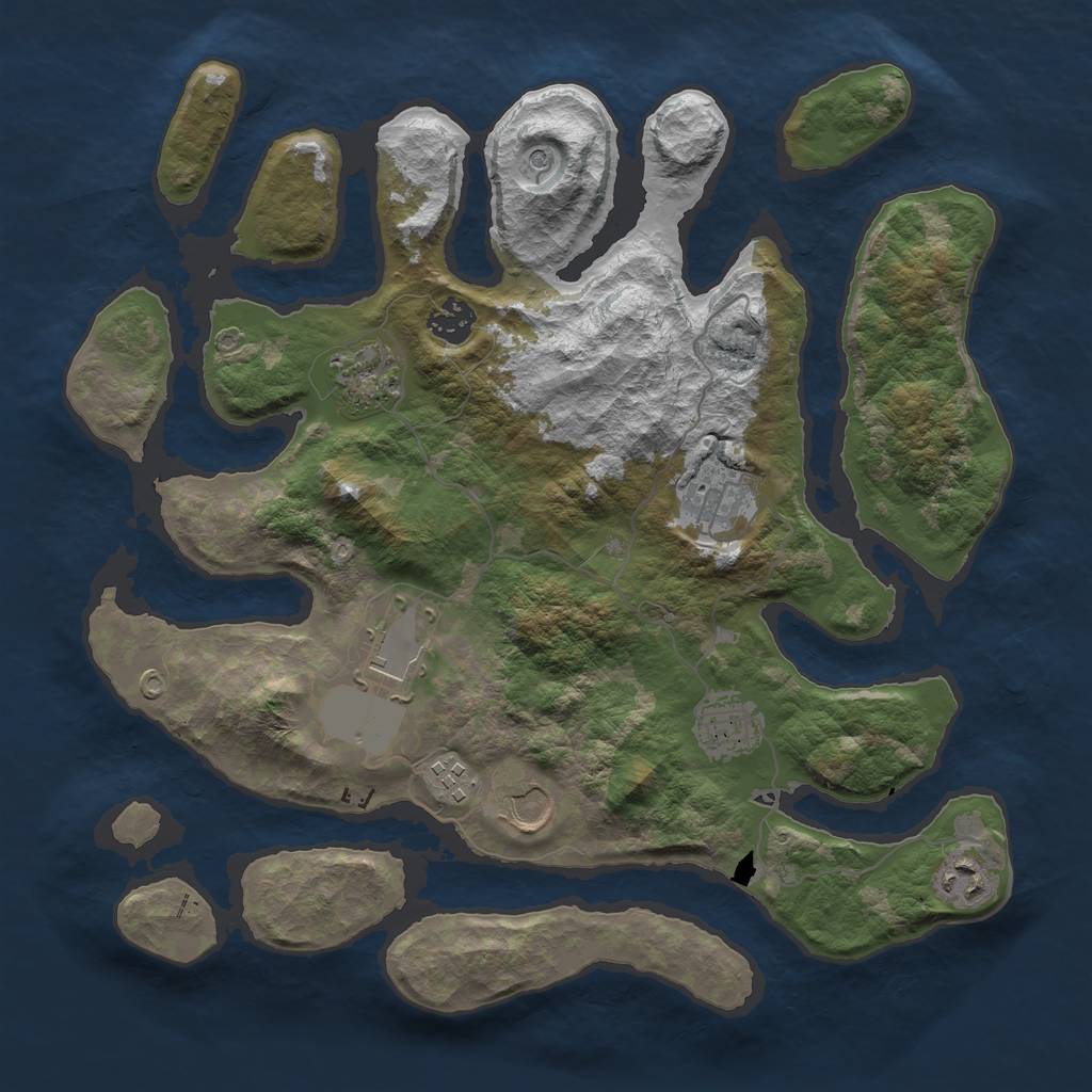 Rust Map: Barren, Size: 3600, Seed: 2001944416, 11 Monuments