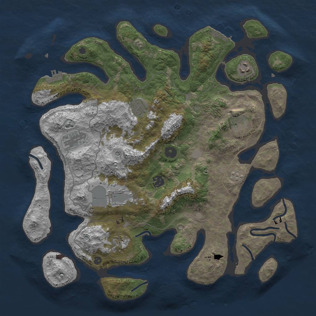 Rust Map: Procedural Map, Size: 4000, Seed: 794154, 16 Monuments
