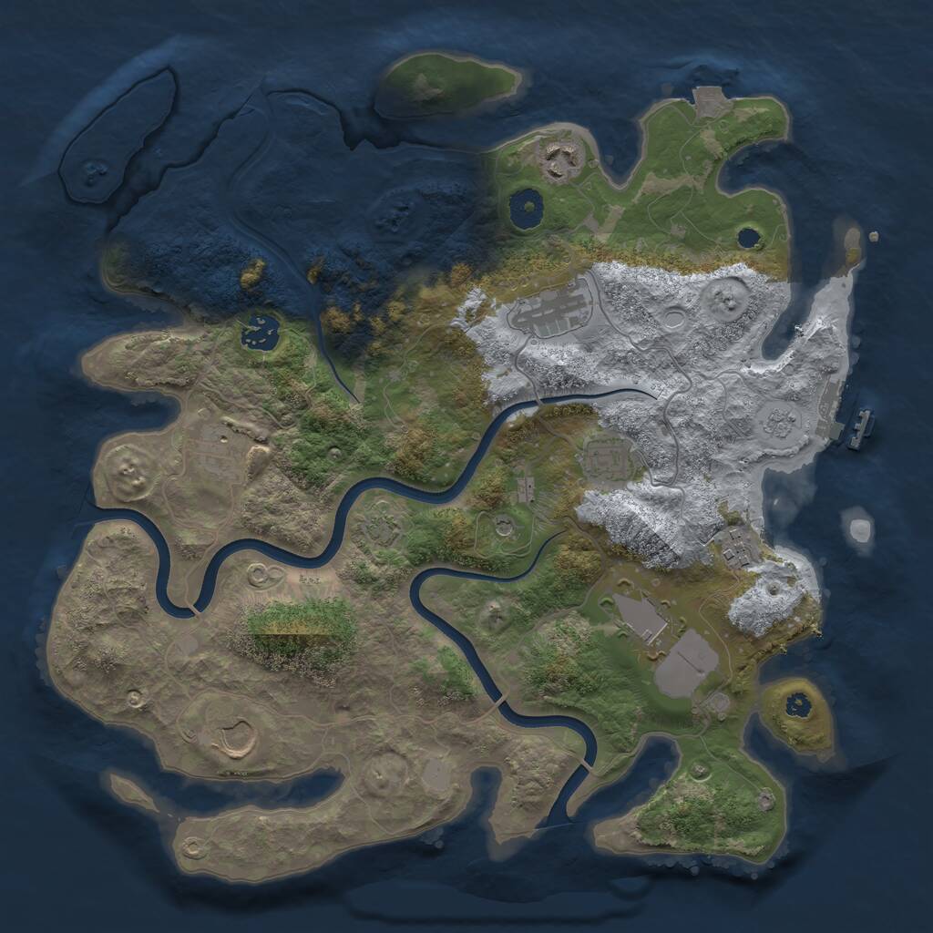 Rust Map: Procedural Map, Size: 3700, Seed: 39955, 13 Monuments