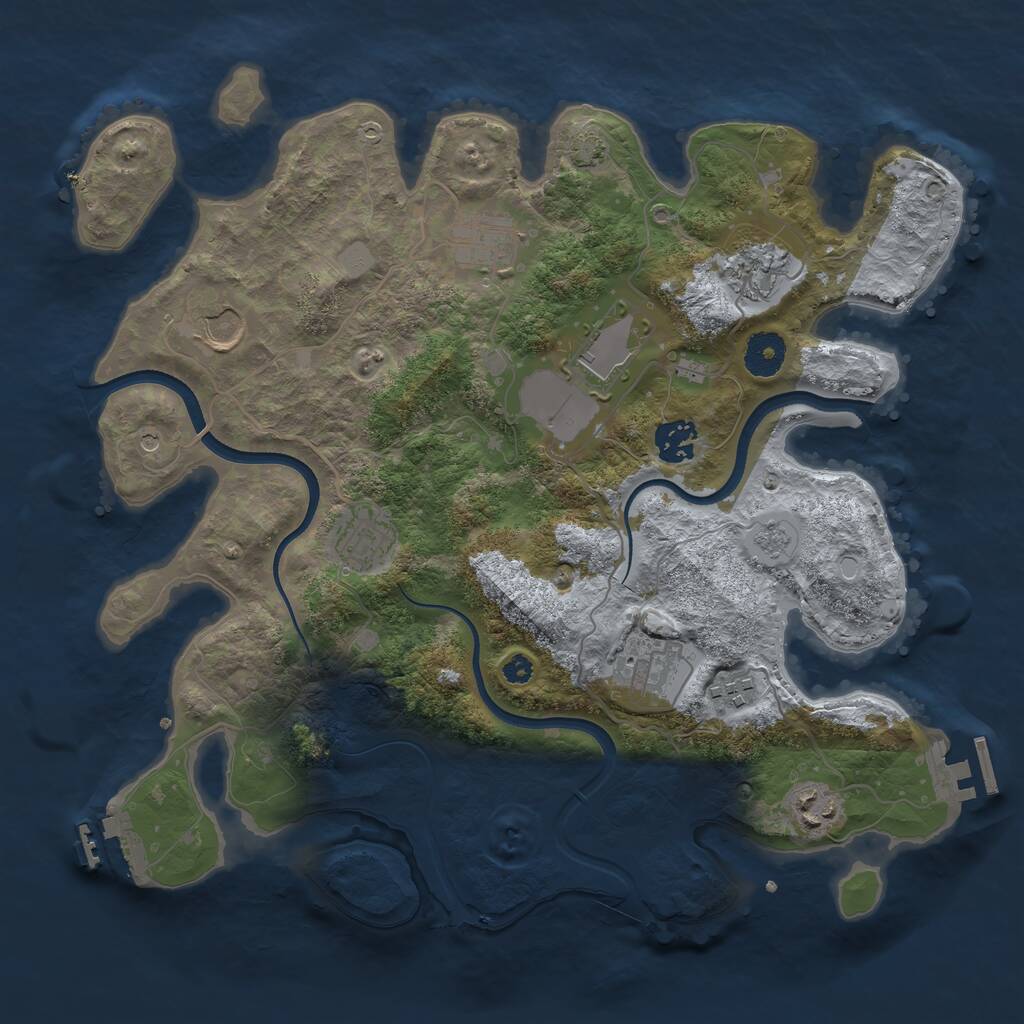 Rust Map: Procedural Map, Size: 3550, Seed: 52415, 15 Monuments