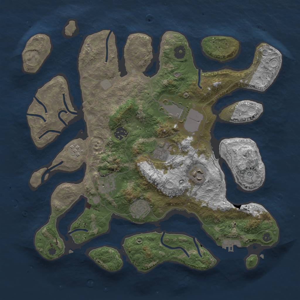 Rust Map: Procedural Map, Size: 3550, Seed: 52415, 14 Monuments