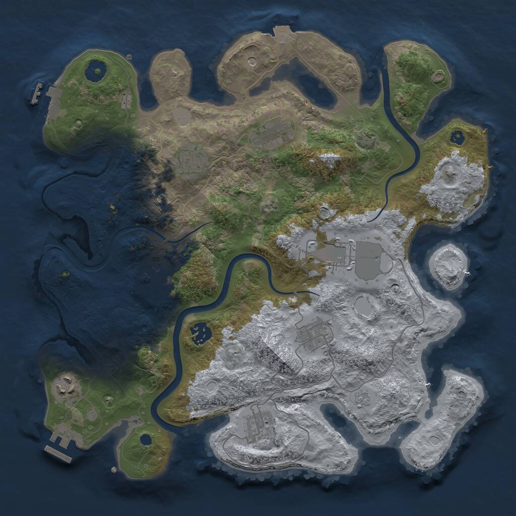 Rust Map: Procedural Map, Size: 3600, Seed: 295, 15 Monuments