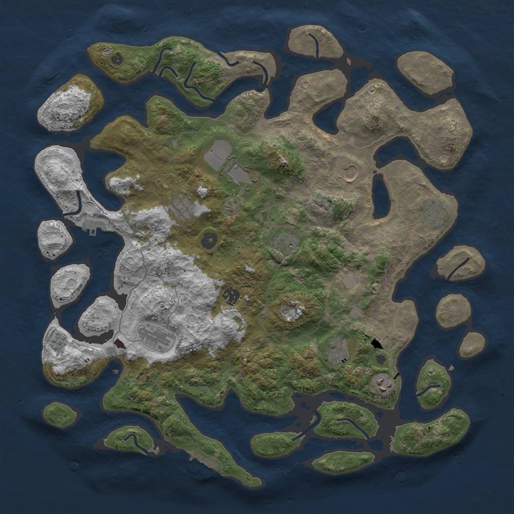 Rust Map: Procedural Map, Size: 4600, Seed: 224142909, 18 Monuments