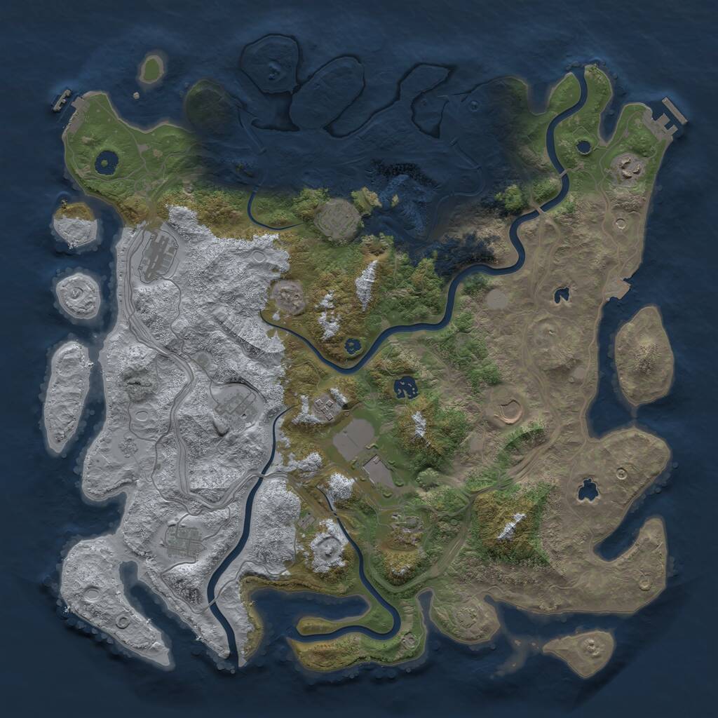 Rust Map: Procedural Map, Size: 4500, Seed: 404757361, 16 Monuments