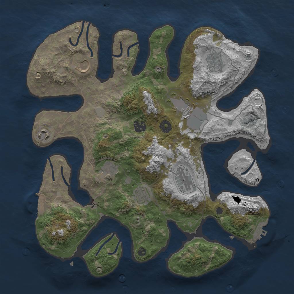 Rust Map: Procedural Map, Size: 3550, Seed: 978522, 15 Monuments