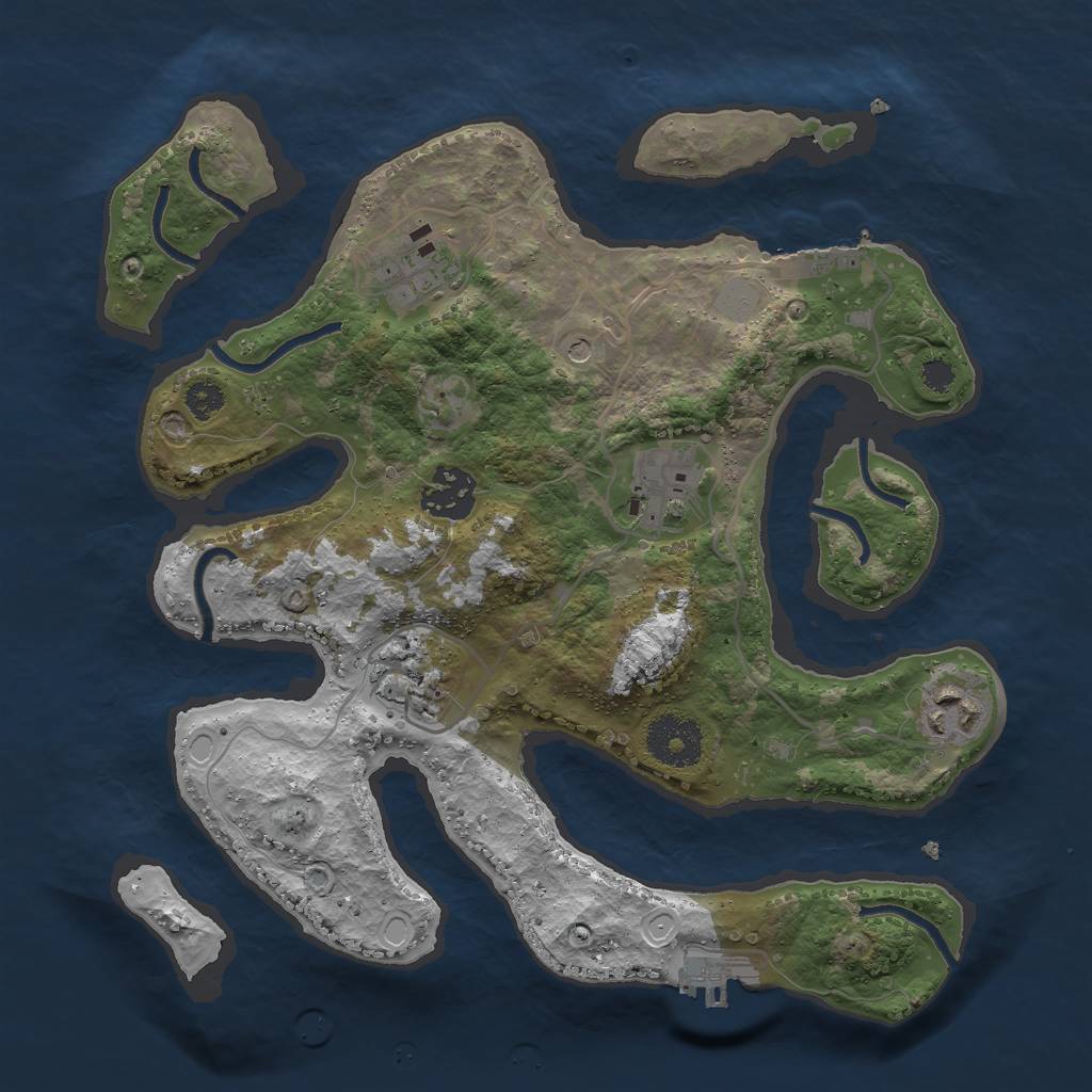 Rust Map: Procedural Map, Size: 3000, Seed: 728242812, 13 Monuments